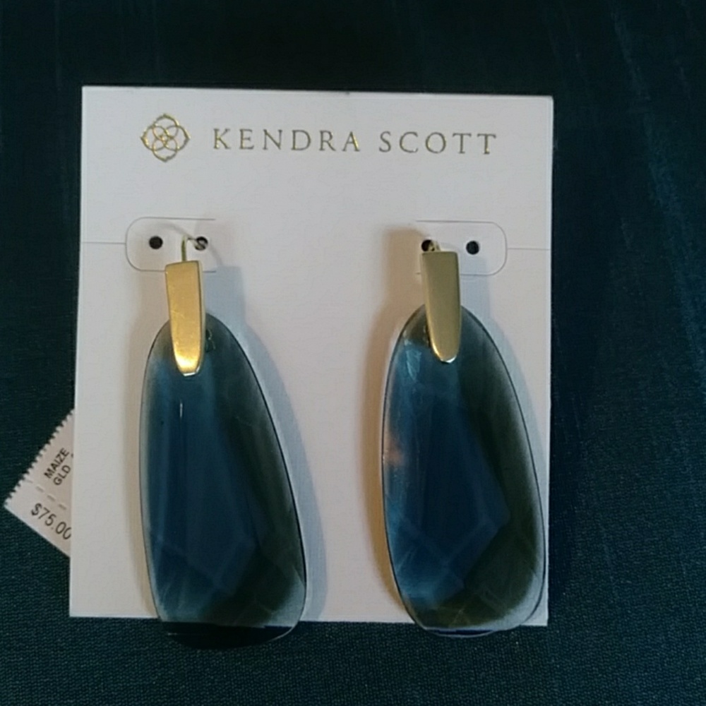 Kendra Scott maize earring in teal glass